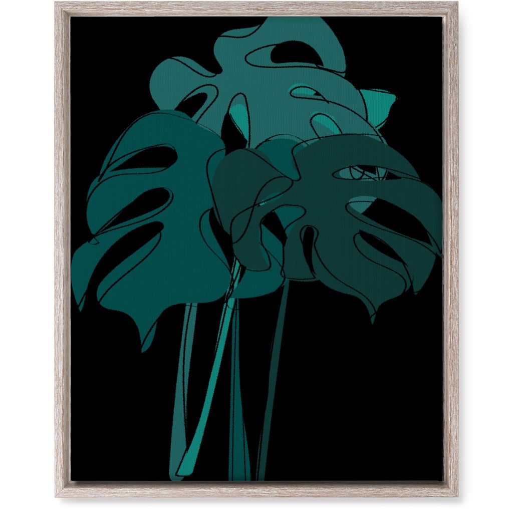 Modern Minimalist Monstera Bouquet - Green and Black Wall Art, Rustic, Single piece, Canvas, 16x20, Green