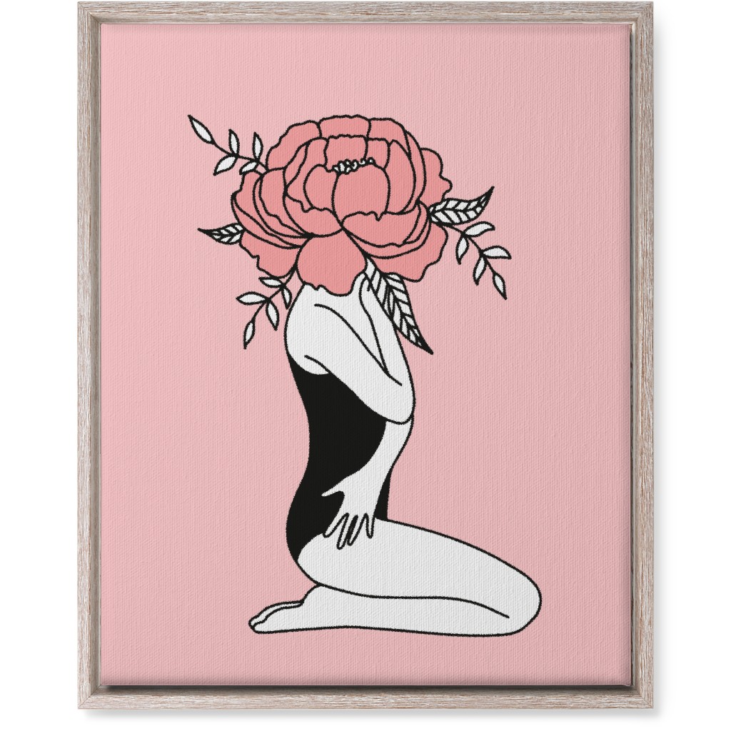 Modern Feminine Abstract - Pink Wall Art, Rustic, Single piece, Canvas, 16x20, Pink, Bright Pink