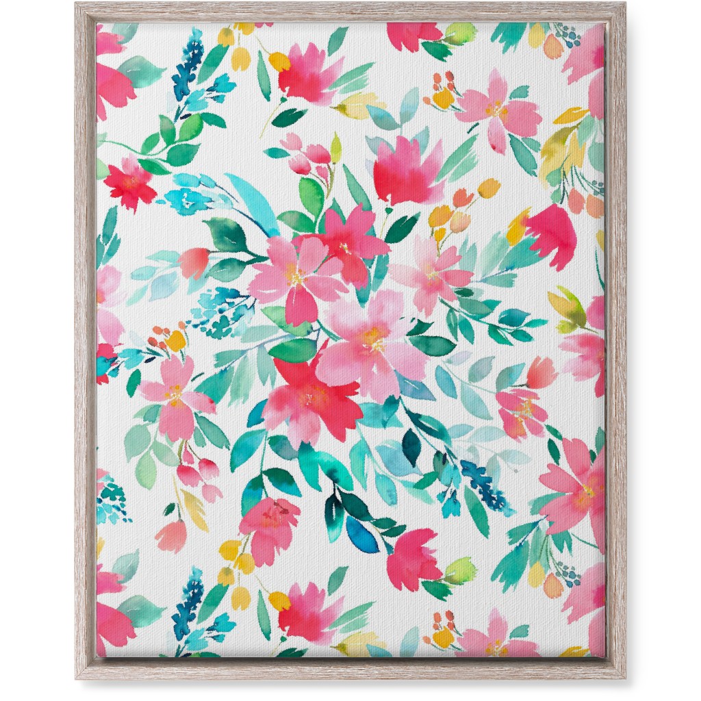 Summer Fresh Flowers - Multi Wall Art, Rustic, Single piece, Canvas, 16x20, Pink