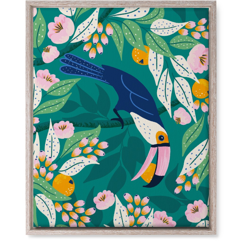 Toucan in Jungle - Multi Wall Art, Rustic, Single piece, Canvas, 16x20, Green