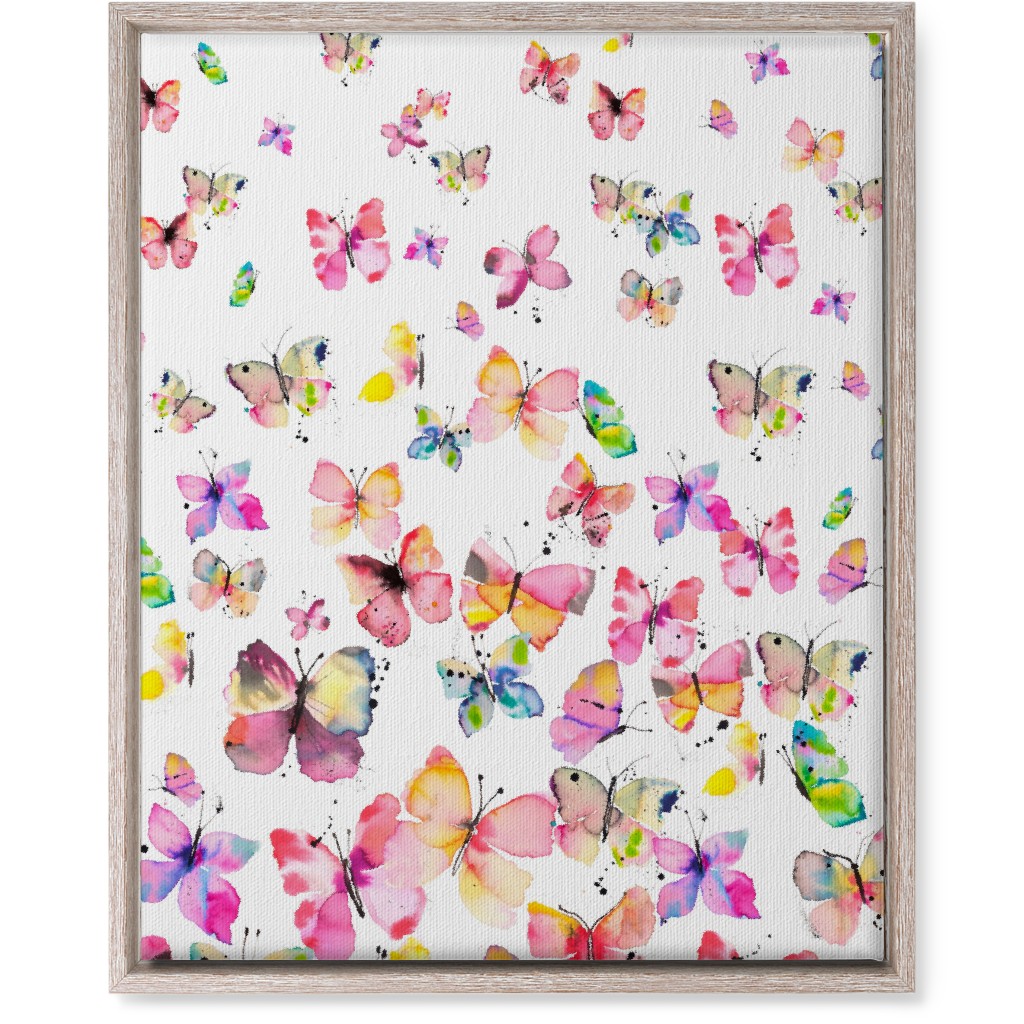 Watercolor Spring Butterflies - Multi Wall Art, Rustic, Single piece, Canvas, 16x20, Multicolor