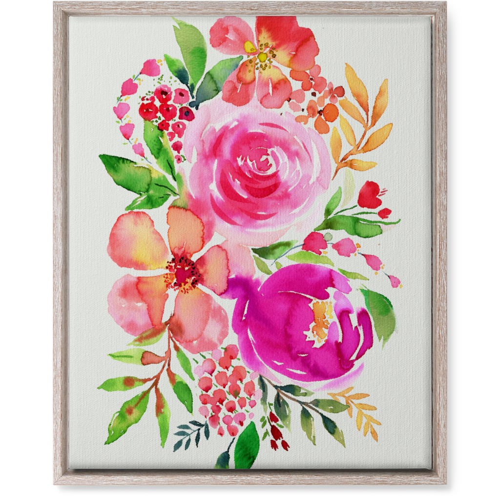 Summery Bouquet Wall Art, Rustic, Single piece, Canvas, 16x20, Pink