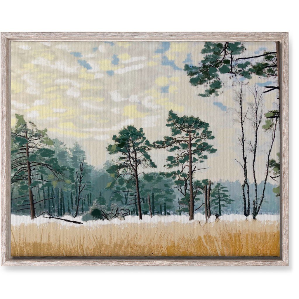 Winter Meadow With Trees Wall Art, Rustic, Single piece, Canvas, 16x20, Multicolor