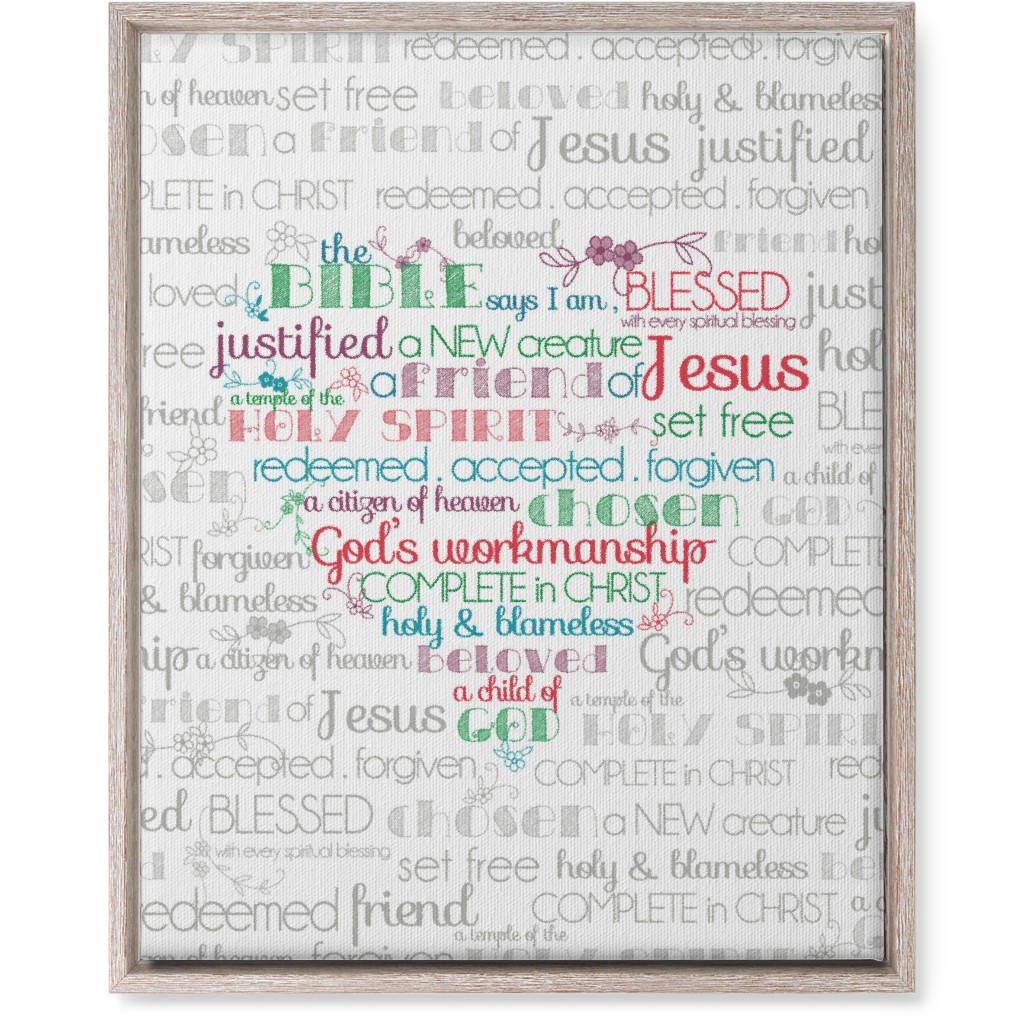 the Bible Says I Am - Multi on Neutral Wall Art, Rustic, Single piece, Canvas, 16x20, Gray, Gray