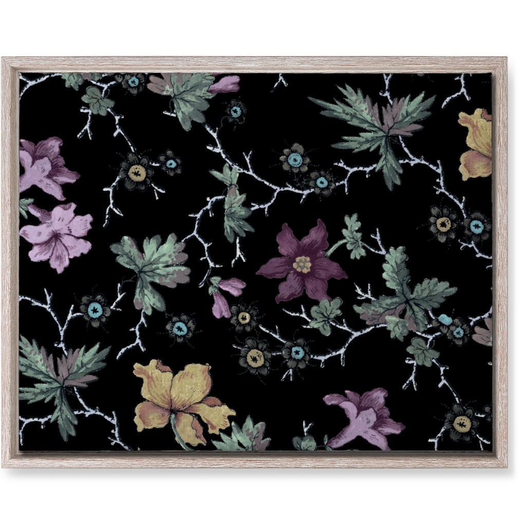 Geneva Floral Watercolor - Multi on Black Wall Art, Rustic, Single piece, Canvas, 16x20, Black, Black