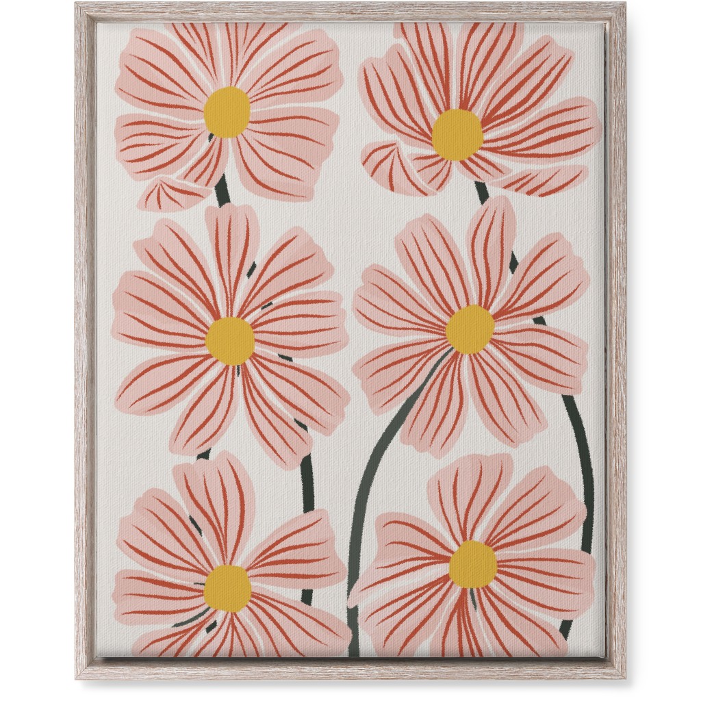 Botanical Cosmos Flowers Wall Art, Rustic, Single piece, Canvas, 16x20, Pink