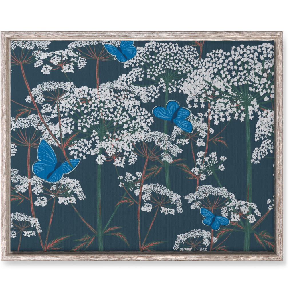 Queen Annes Lace - Green and Blue Wall Art, Rustic, Single piece, Canvas, 16x20, Blue