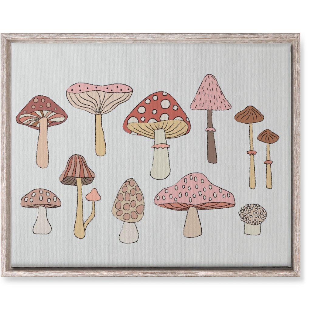 Mushrooms - Blush Wall Art, Rustic, Single piece, Canvas, 16x20, Pink