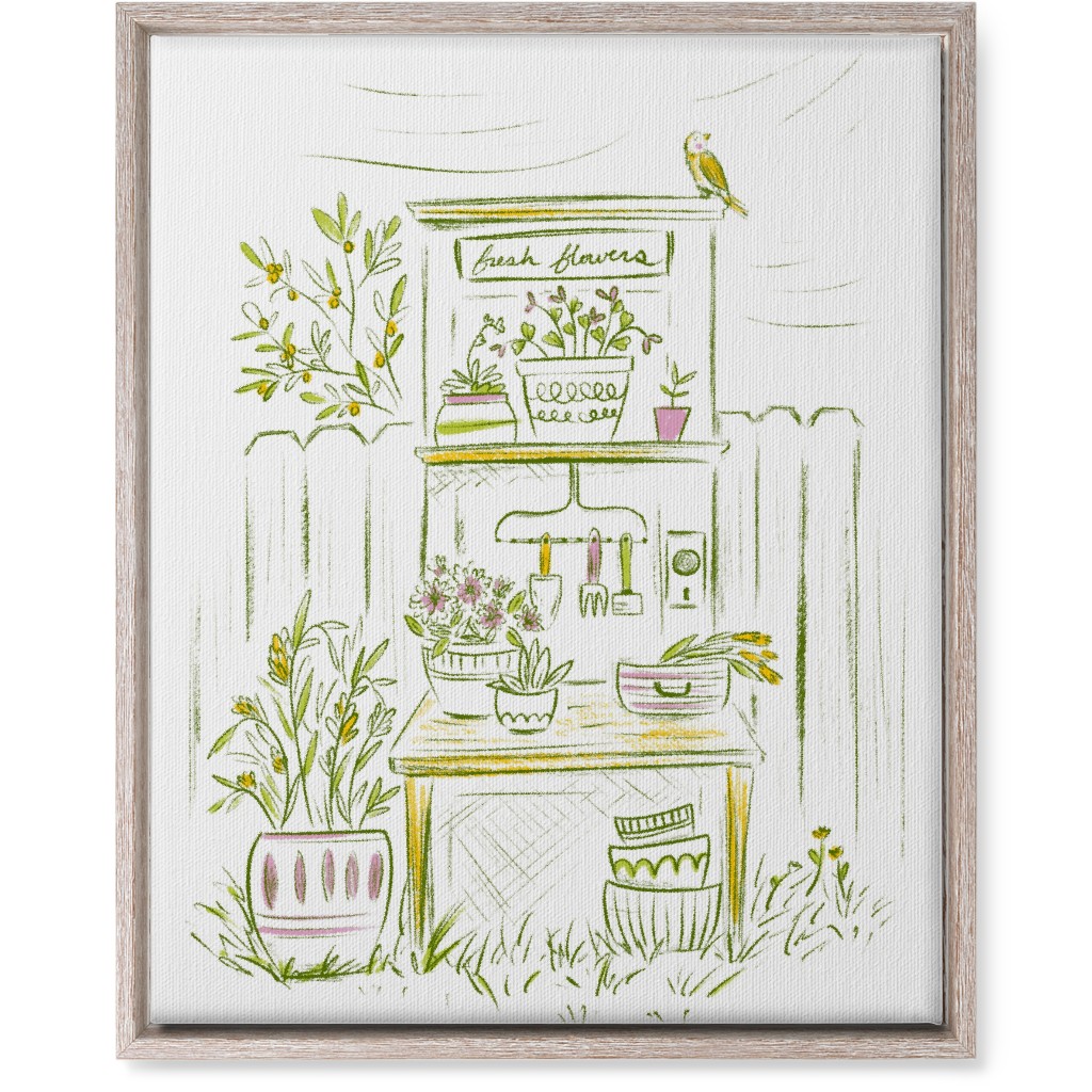 Fresh Flowers - Green Wall Art, Rustic, Single piece, Canvas, 16x20, Green