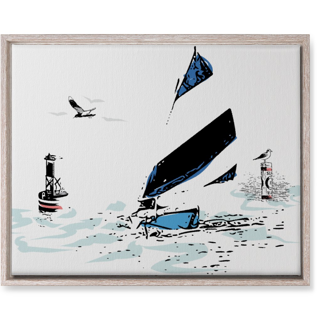 Sailing Away - White and Blue Wall Art, Rustic, Single piece, Canvas, 16x20, White
