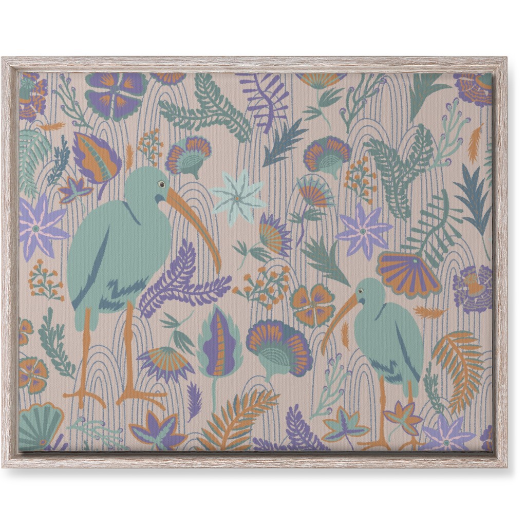 Ibis and Plants - Pink Wall Art, Rustic, Single piece, Canvas, 16x20, Multicolor