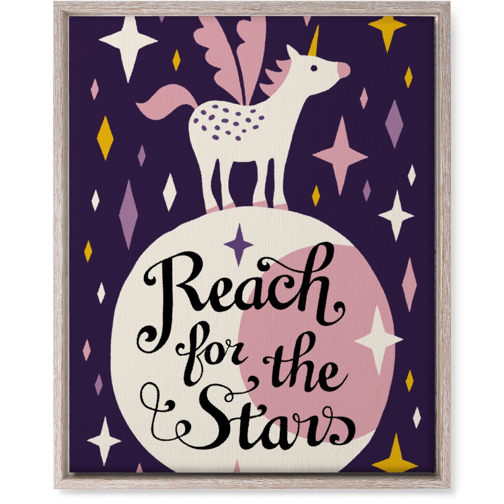 Unicorn Reach for the Stars - Pink & Purple Wall Art, Rustic, Single piece, Canvas, 16x20, Pink, Bright Pink