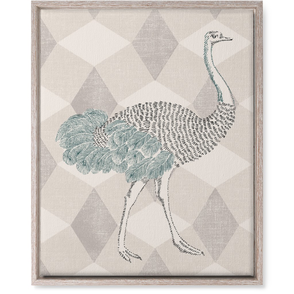 Majestic Ostrich Wall Art, Rustic, Single piece, Canvas, 16x20, Beige, Pearl