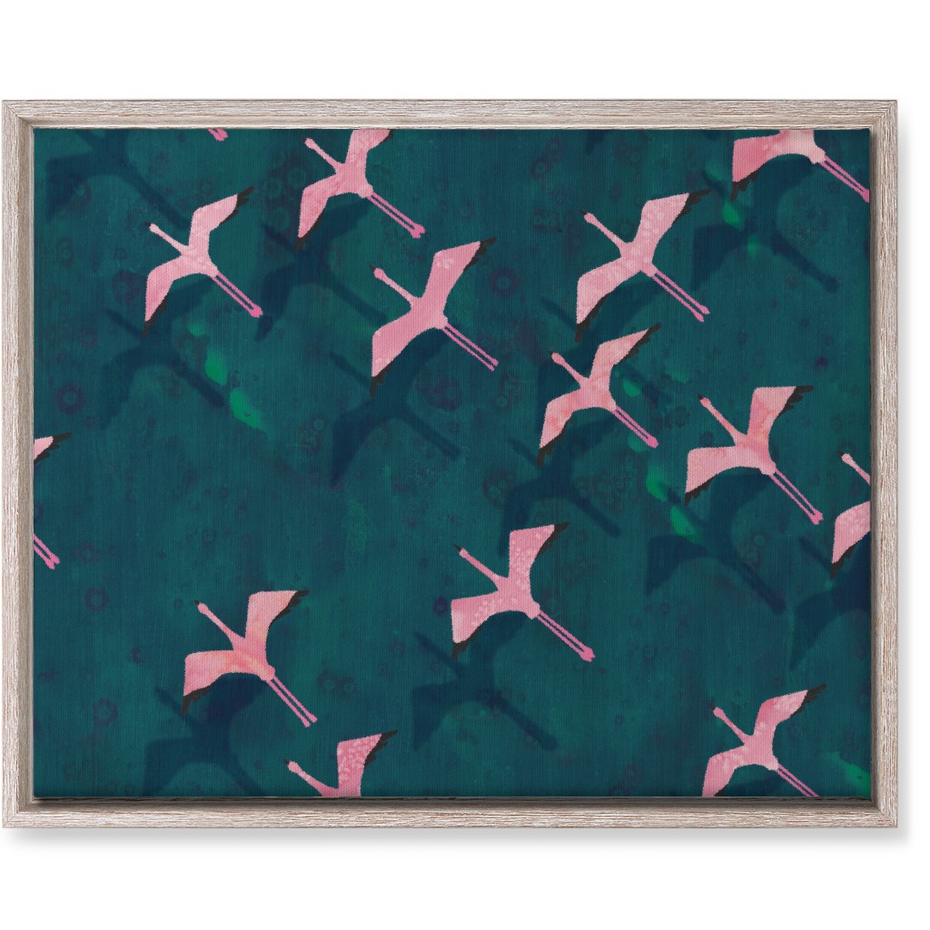 Flamingos Flying Wall Art, Rustic, Single piece, Canvas, 16x20, Green