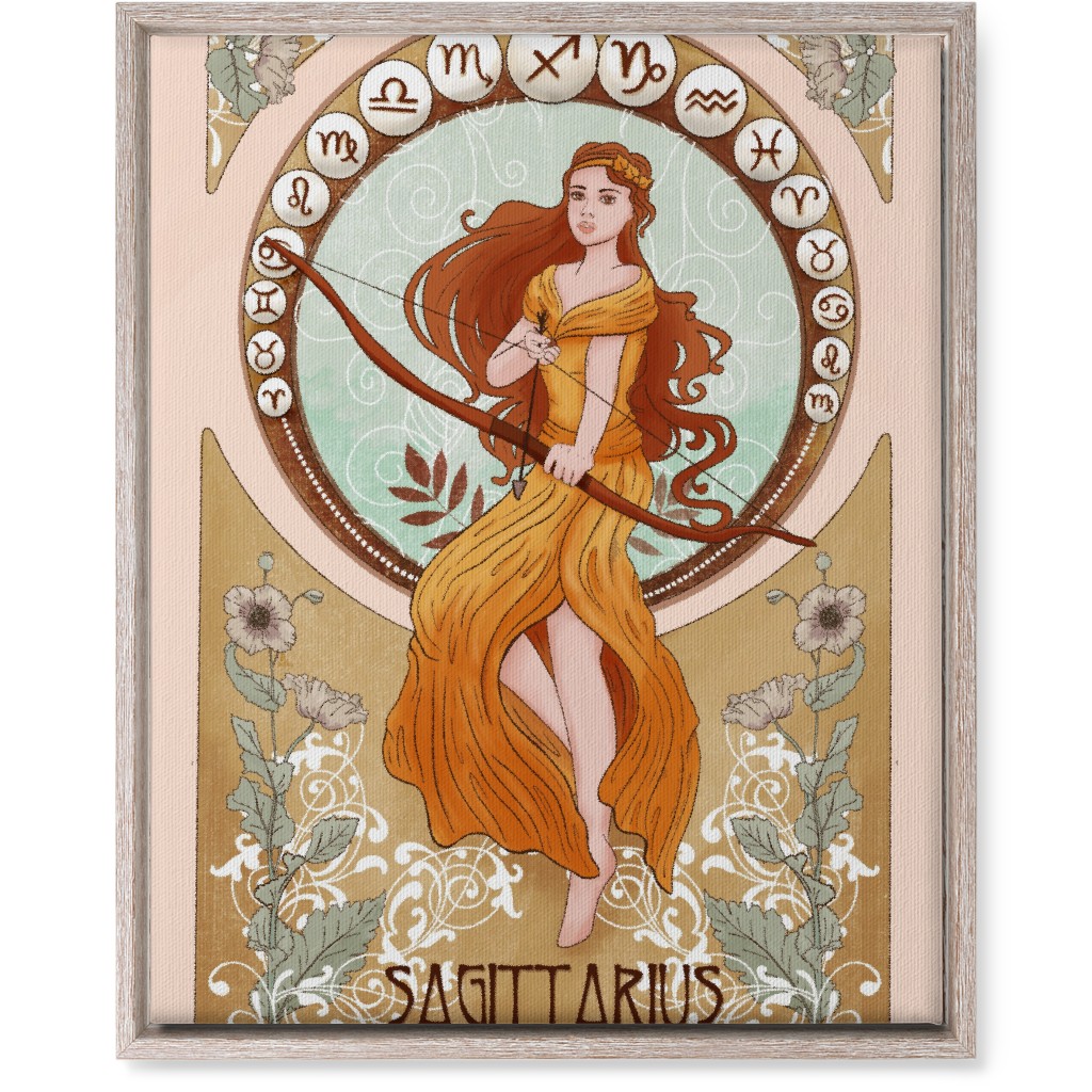 Art Nouveau - Sagittarius Wall Art, Rustic, Single piece, Canvas, 16x20, Multicolor