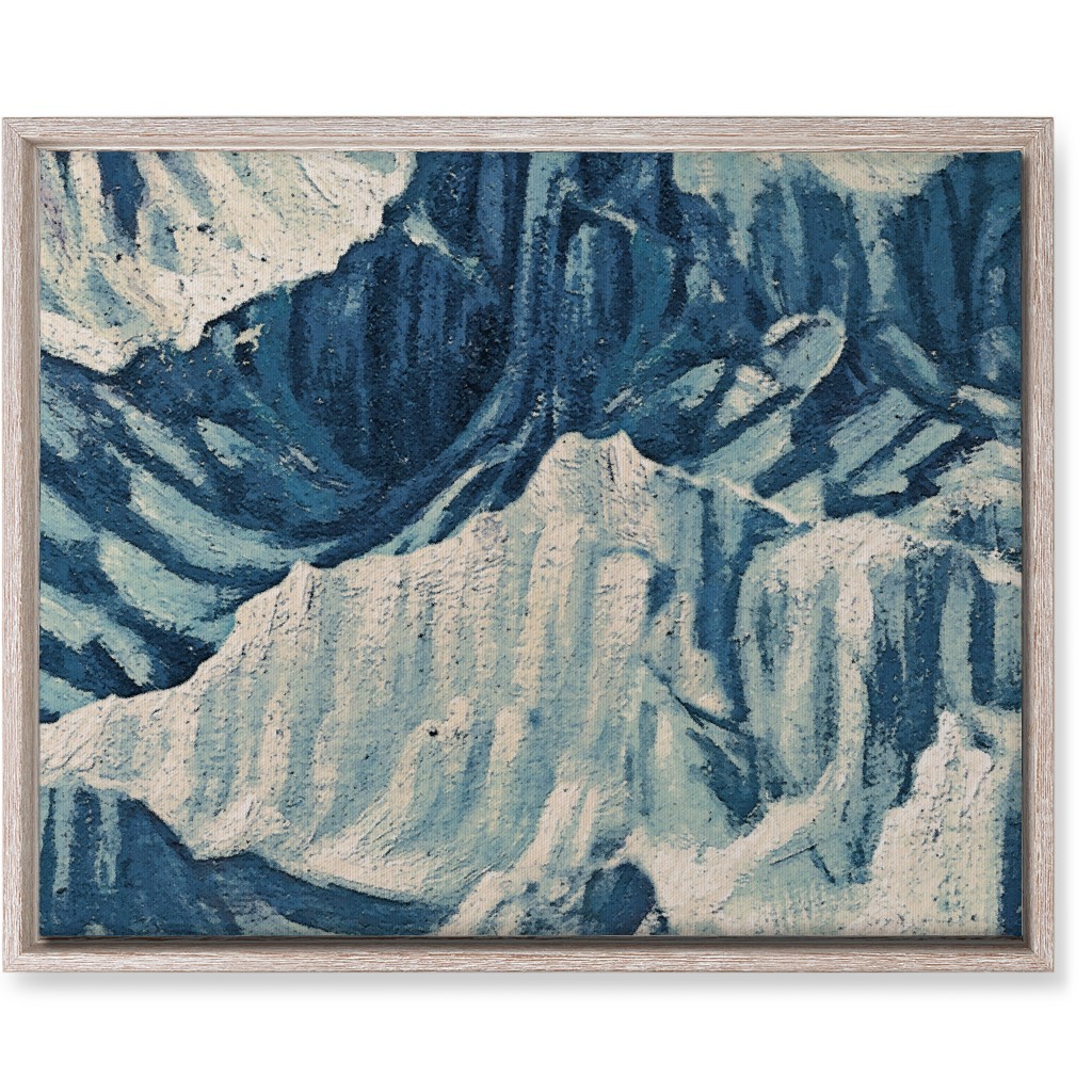 Vintage Snowy Mountains - Blue Wall Art, Rustic, Single piece, Canvas, 16x20, Blue