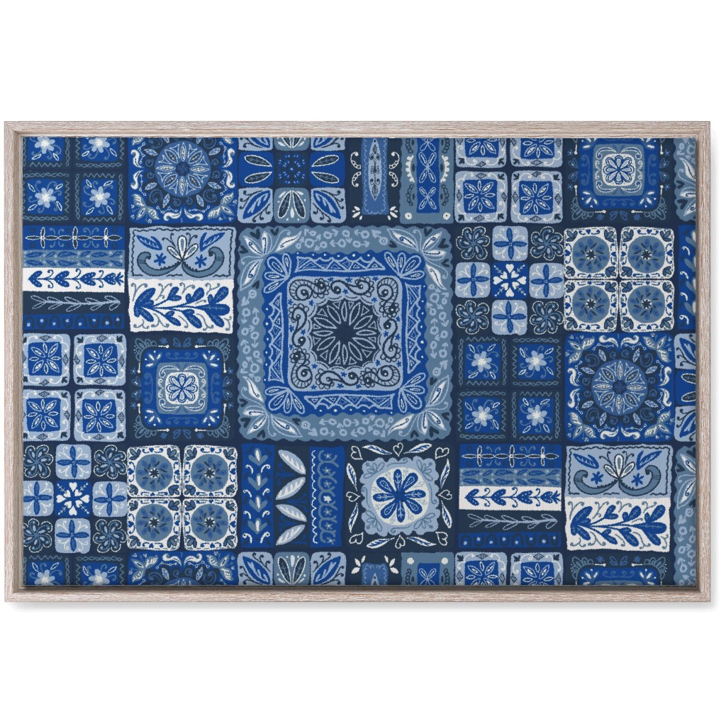 Grandma's Patchwork - Blue Wall Art, Rustic, Single piece, Canvas, 20x30, Blue