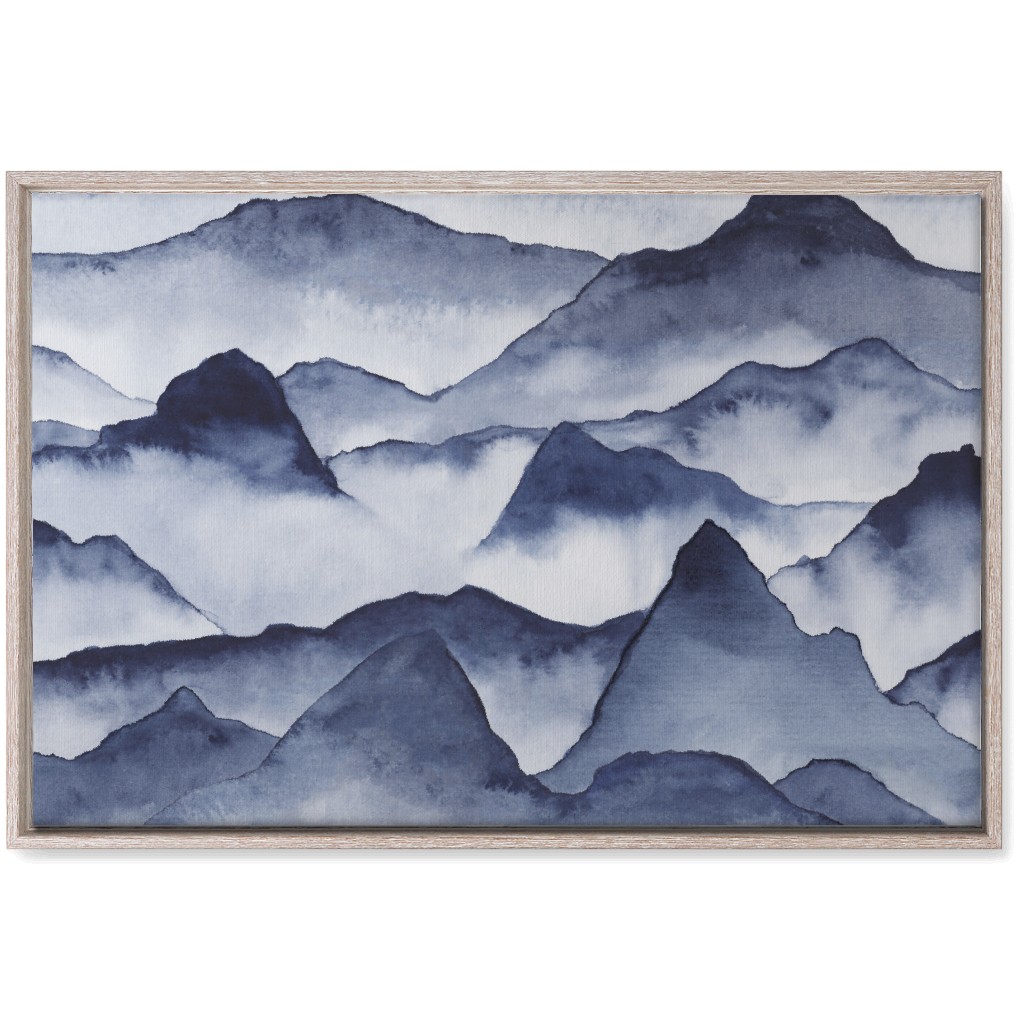 Watercolor Mountains - Blue Wall Art, Rustic, Single piece, Canvas, 20x30, Blue, True Blue