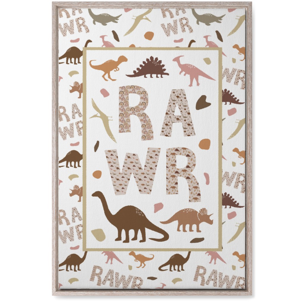Rawr Dinosaurs - Neutral Wall Art, Rustic, Single piece, Canvas, 20x30, Multicolor