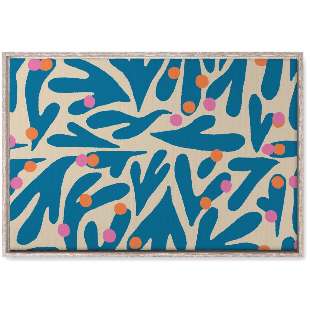 Funky Floral - Blue and White Wall Art, Rustic, Single piece, Canvas, 20x30, Blue