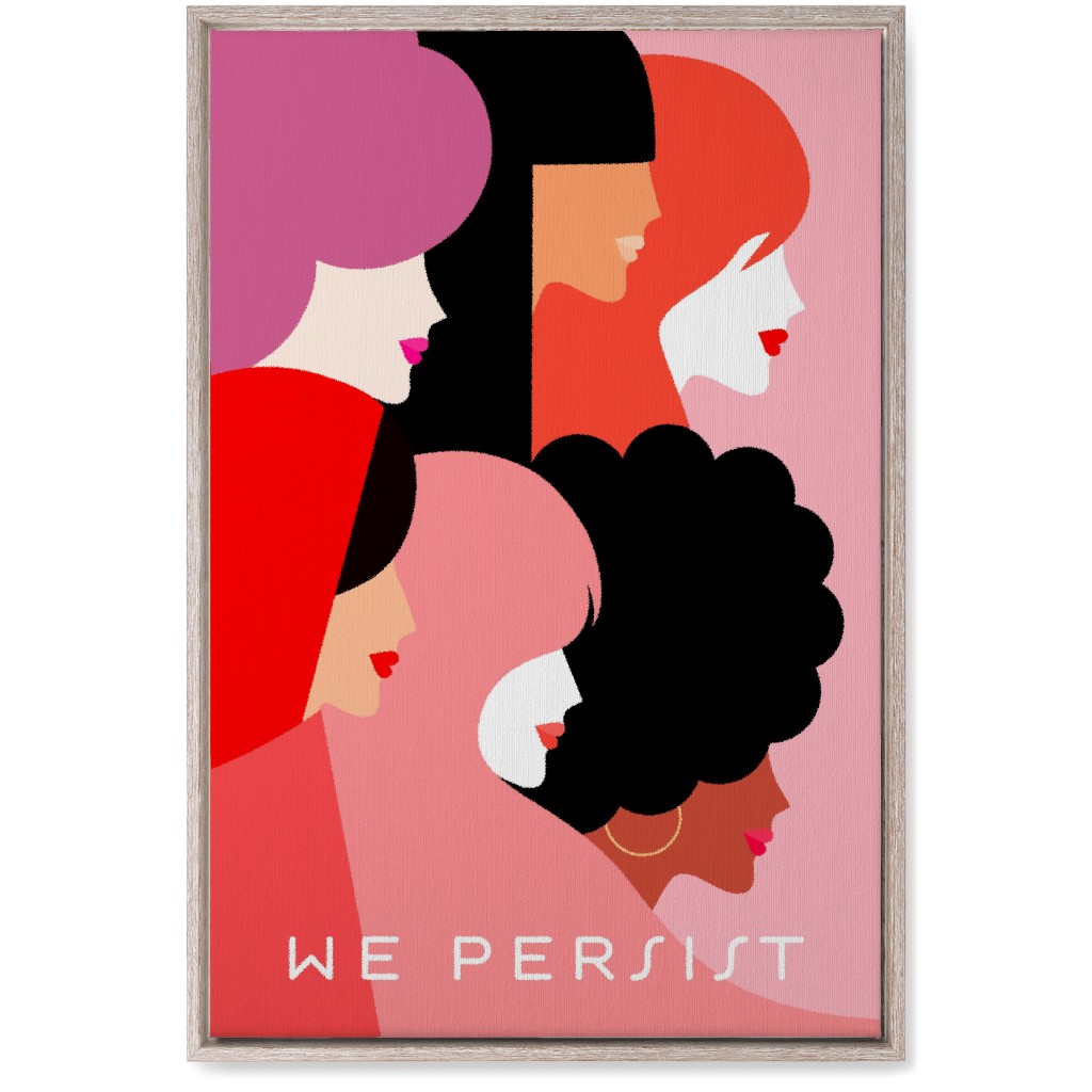 Girl Power, We Persist - Coral & Pink Wall Art, Rustic, Single piece, Canvas, 20x30, Pink