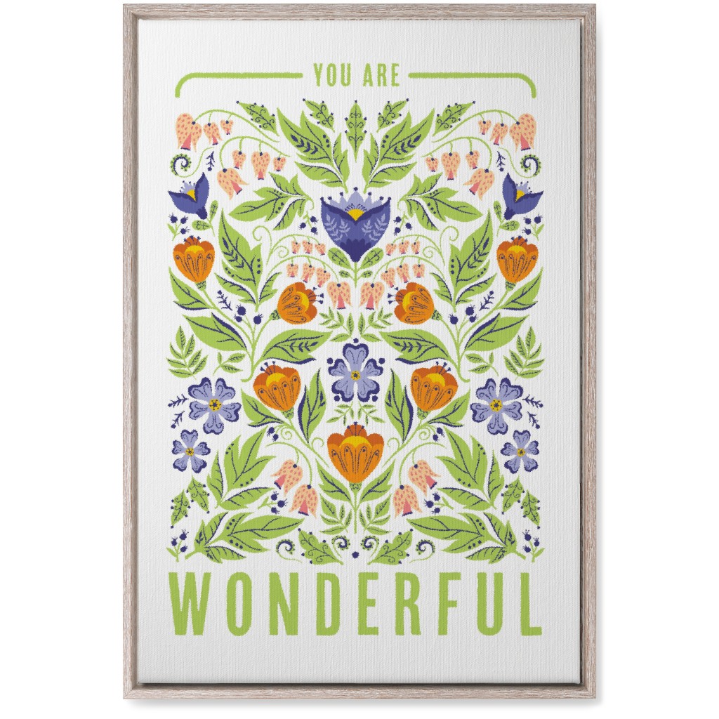 You Are Wonderful Floral - Green Wall Art, Rustic, Single piece, Canvas, 20x30, Green
