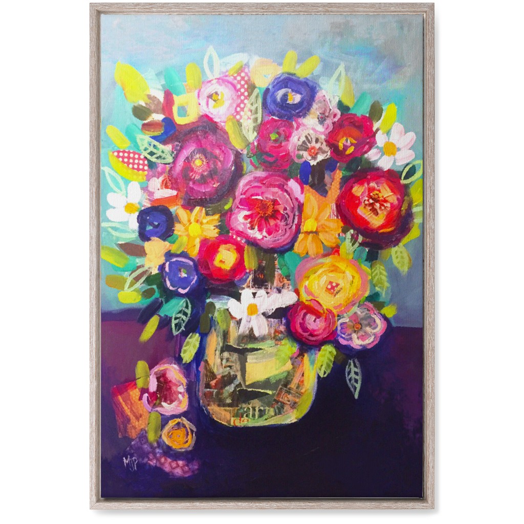 Acrylic Summer Floral Bouquet - Vibrant Wall Art, Rustic, Single piece, Canvas, 20x30, Multicolor