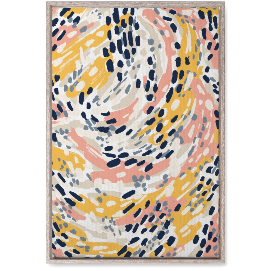 Abstract Painterly Swirls, Dots and Brushstrokes - Multi Wall Art, Rustic, Single piece, Canvas, 20x30, Multicolor