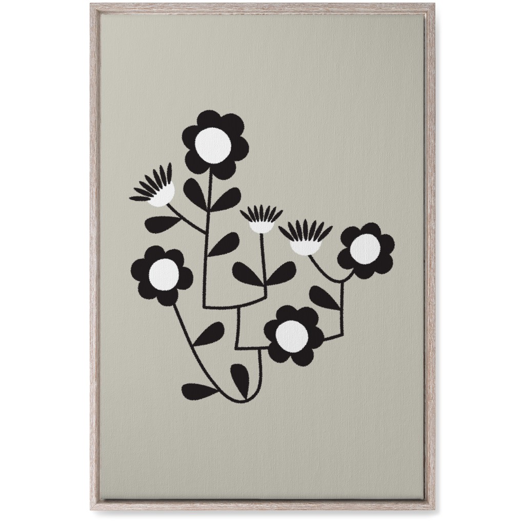 Mod Hanging Floral Wall Art, Rustic, Single piece, Canvas, 20x30, Gray