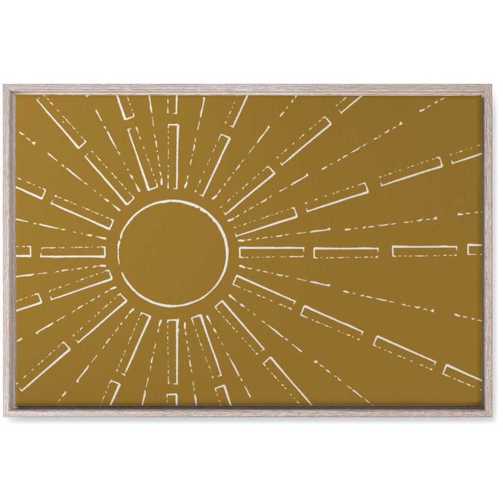 Midcentury Sunburst Wall Art, Rustic, Single piece, Canvas, 20x30, Yellow, Golden