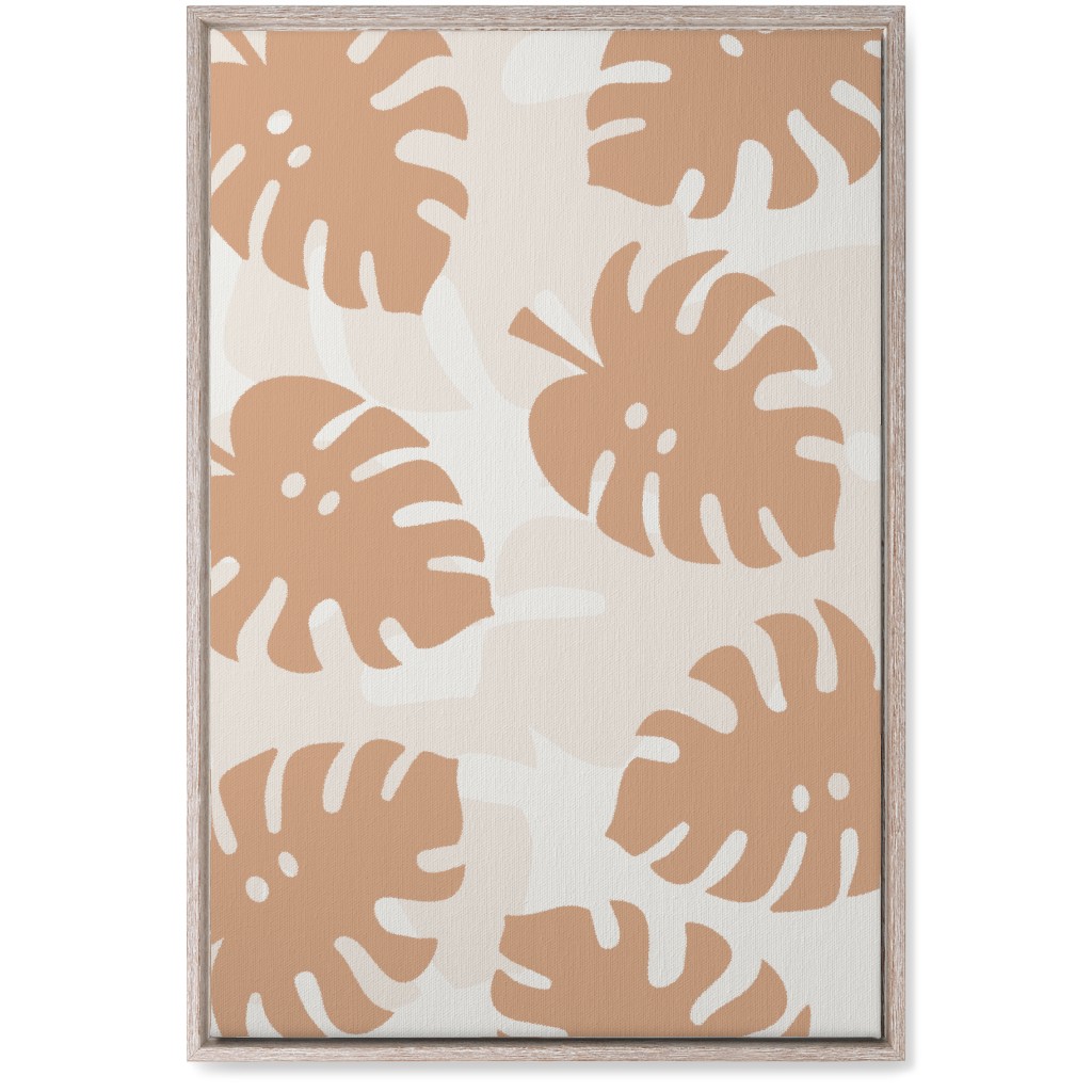Monstera Leaves in Earth Tones Wall Art, Rustic, Single piece, Canvas, 20x30, Orange