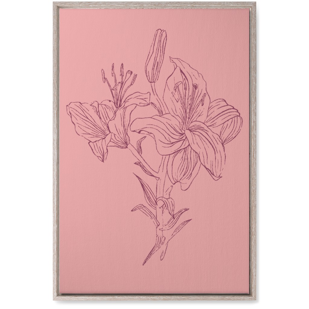 Lily - Pink Wall Art, Rustic, Single piece, Canvas, 20x30, Pink