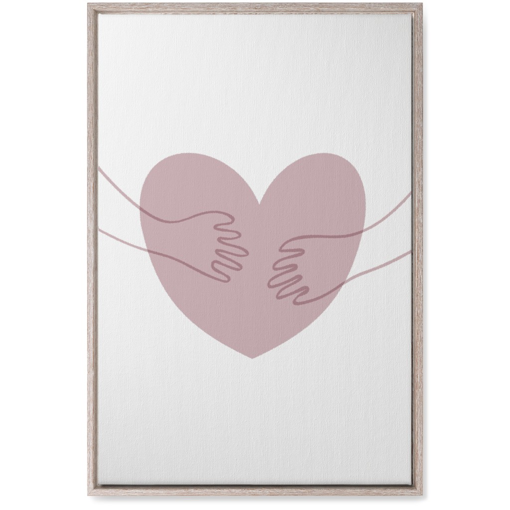 Hugs and Heart - Pink Wall Art, Rustic, Single piece, Canvas, 20x30, Pink