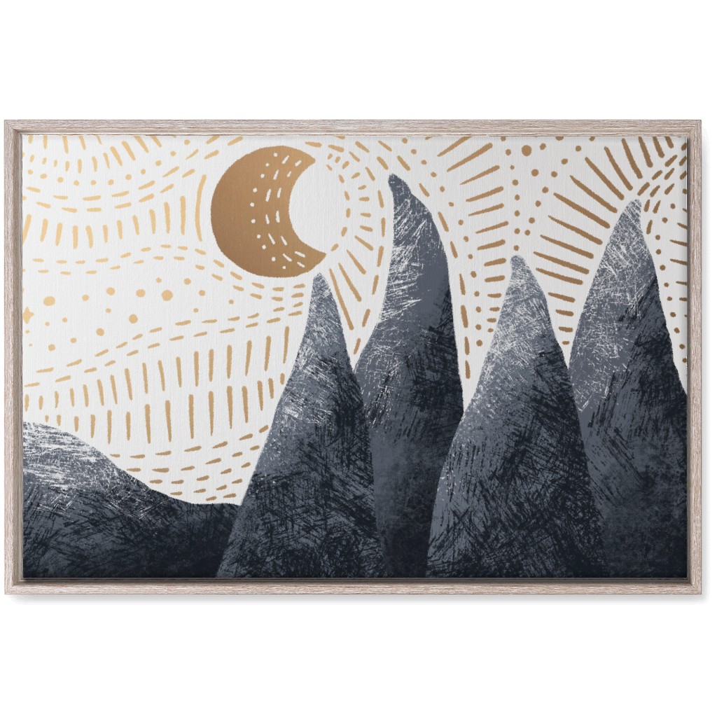 Moonrise Winters Skies - Earth Tones Wall Art, Rustic, Single piece, Canvas, 20x30, Multicolor
