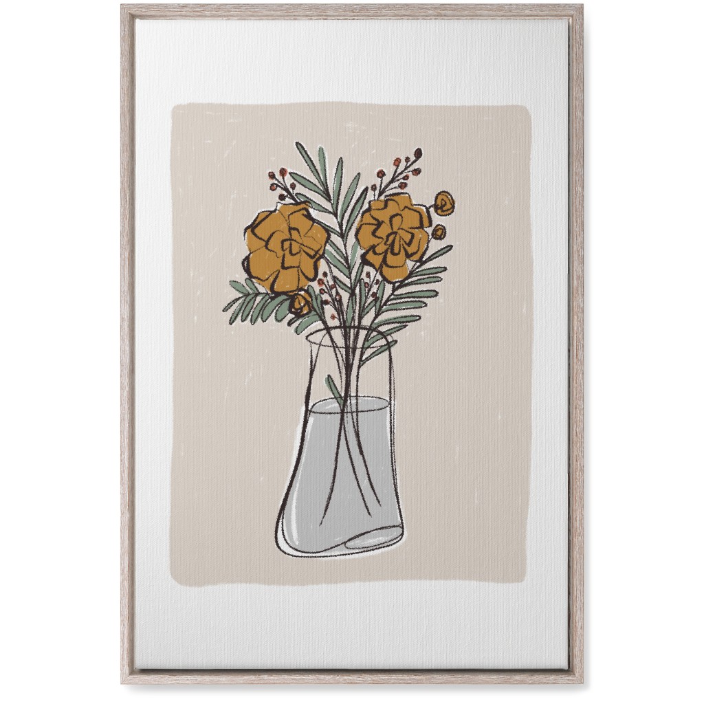 Bouquet Study - Yellow on Beige Wall Art, Rustic, Single piece, Canvas, 20x30, Beige