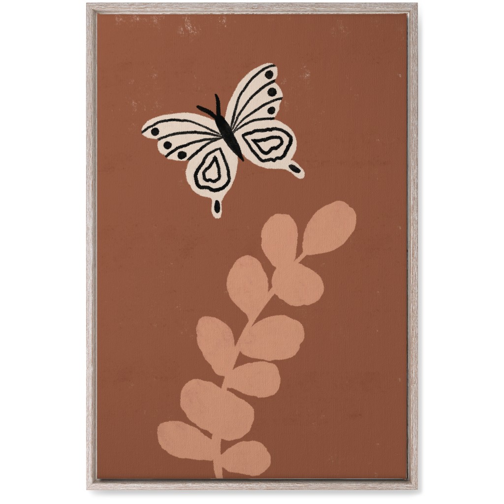 Butterfly and Branch - Warm Wall Art, Rustic, Single piece, Canvas, 20x30, Brown