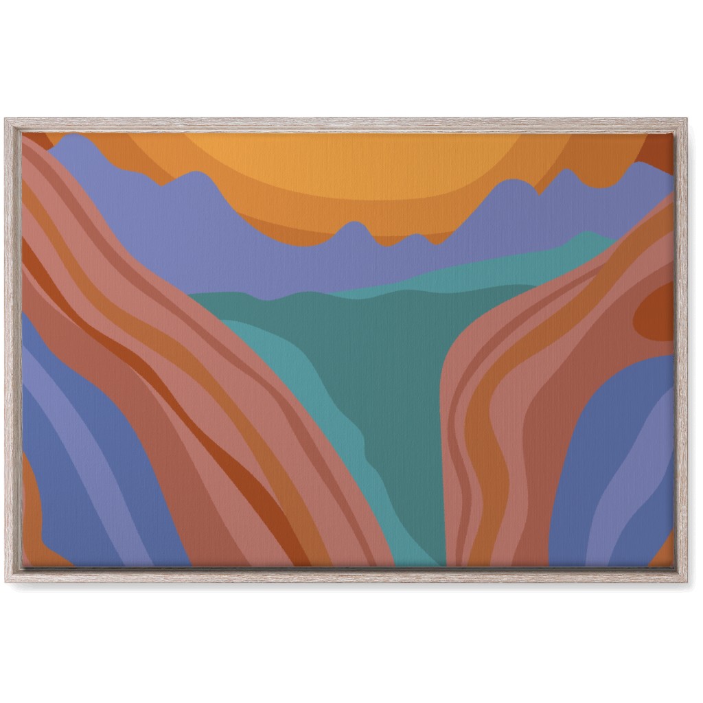 Minimalist Canyon River Sunset - Multi Wall Art, Rustic, Single piece, Canvas, 20x30, Multicolor