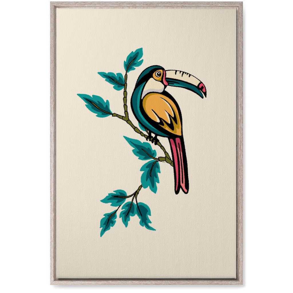 Perched Bird on Branch - Multi Wall Art, Rustic, Single piece, Canvas, 20x30, Beige