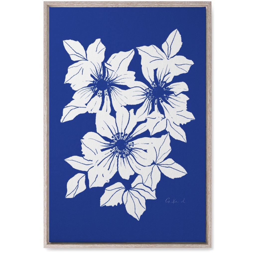 Botanical Big Anemones Wall Art, Rustic, Single piece, Canvas, 20x30, Blue