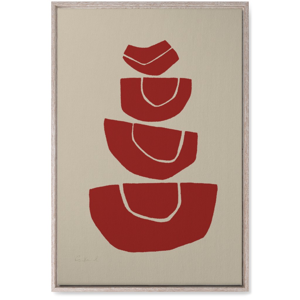Geometric Stack Abstract Wall Art, Rustic, Single piece, Canvas, 20x30, Red