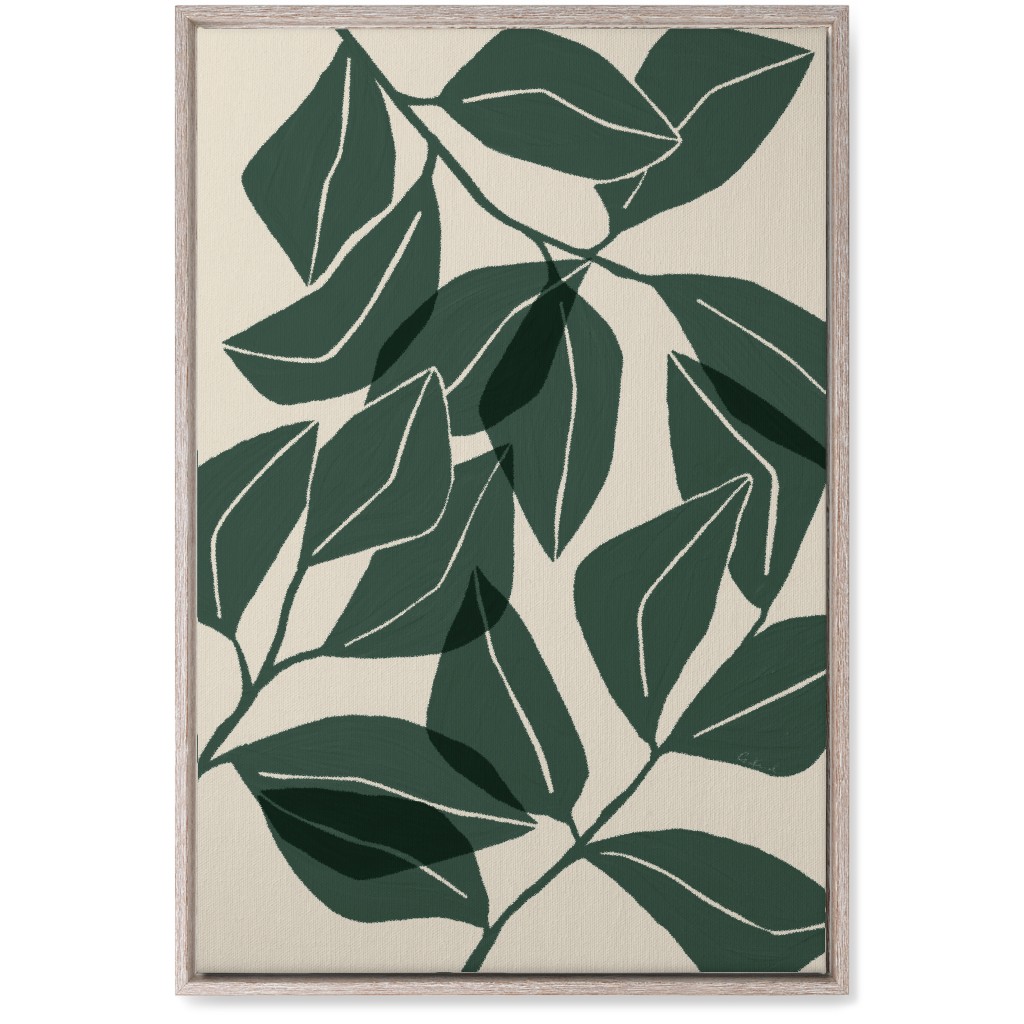 Botanical Ficus Leaves Wall Art, Rustic, Single piece, Canvas, 20x30, Green, Spruce