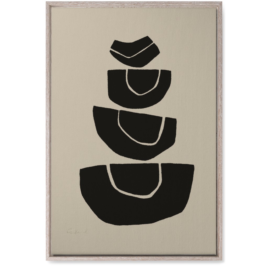 Geometric Stack Abstract Wall Art, Rustic, Single piece, Canvas, 20x30, Black, Charcoal