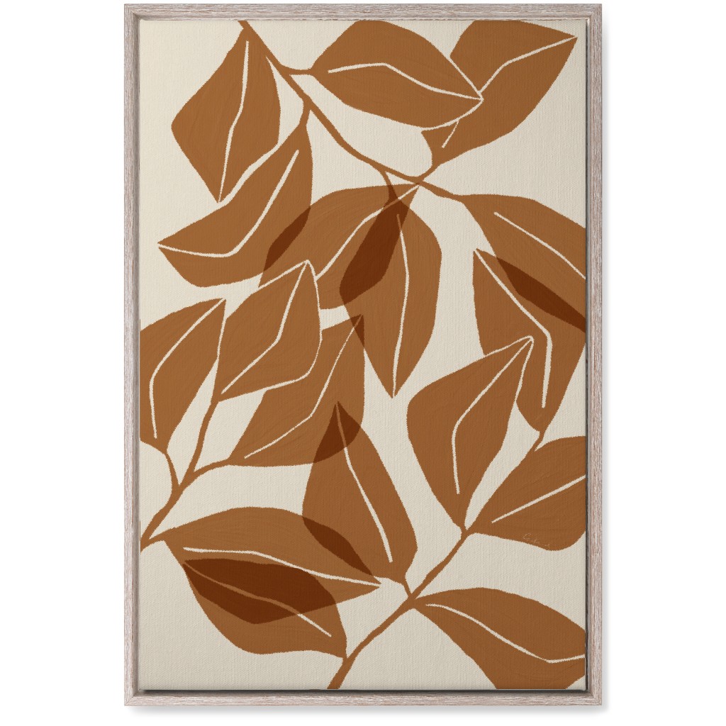 Botanical Ficus Leaves Wall Art, Rustic, Single piece, Canvas, 20x30, Orange, Earth