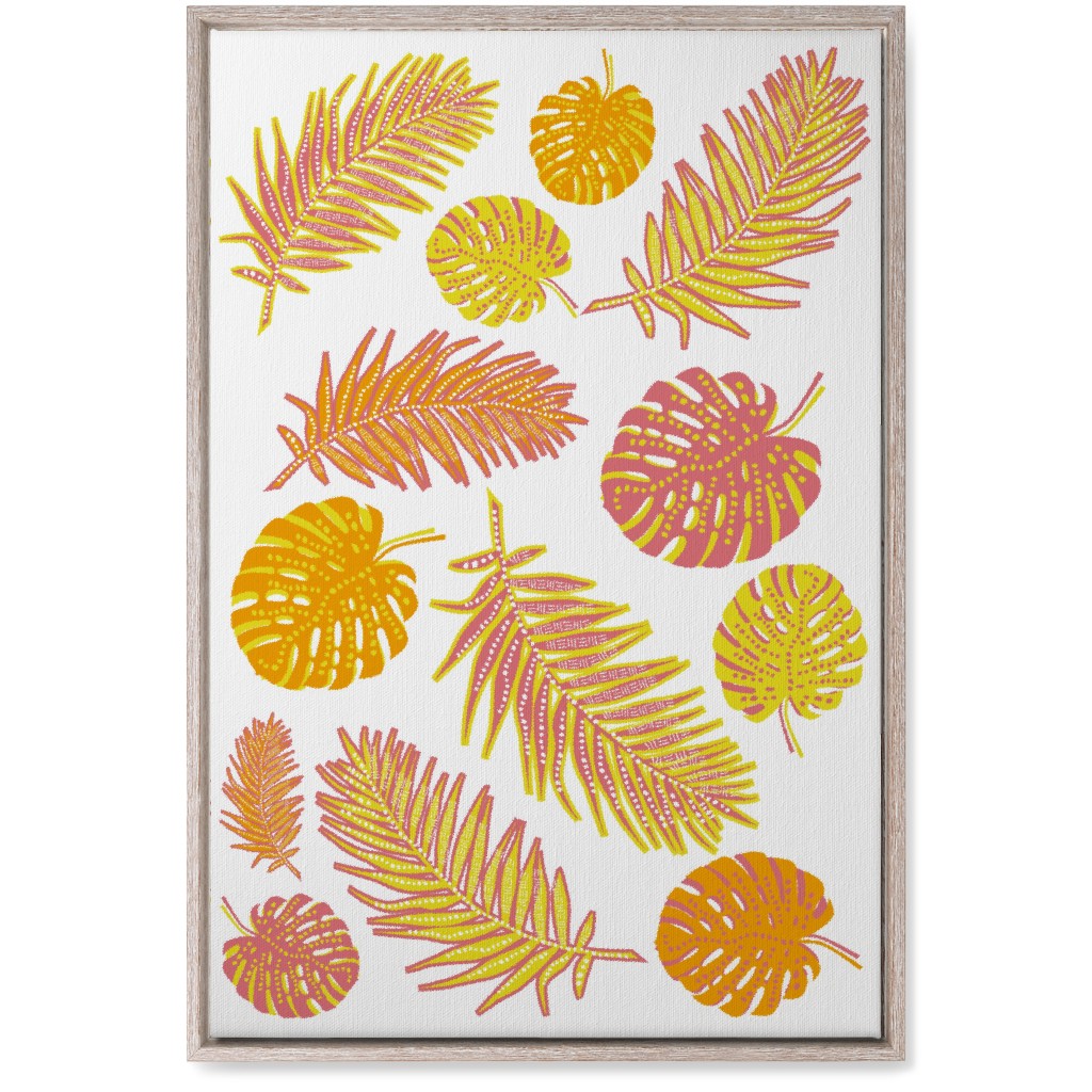 Optimistic Tropical Leaves - Multi Wall Art, Rustic, Single piece, Canvas, 20x30, Orange, Orange