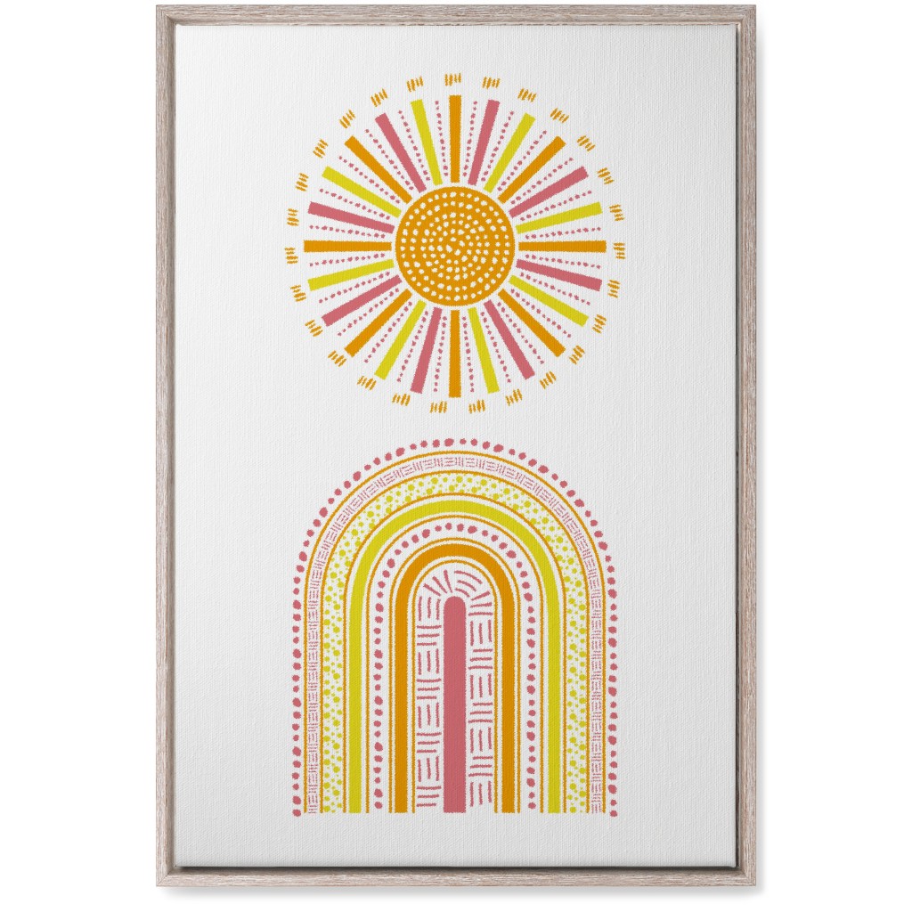 Boho Rainbow and Sun - Warm Wall Art, Rustic, Single piece, Canvas, 20x30, Multicolor