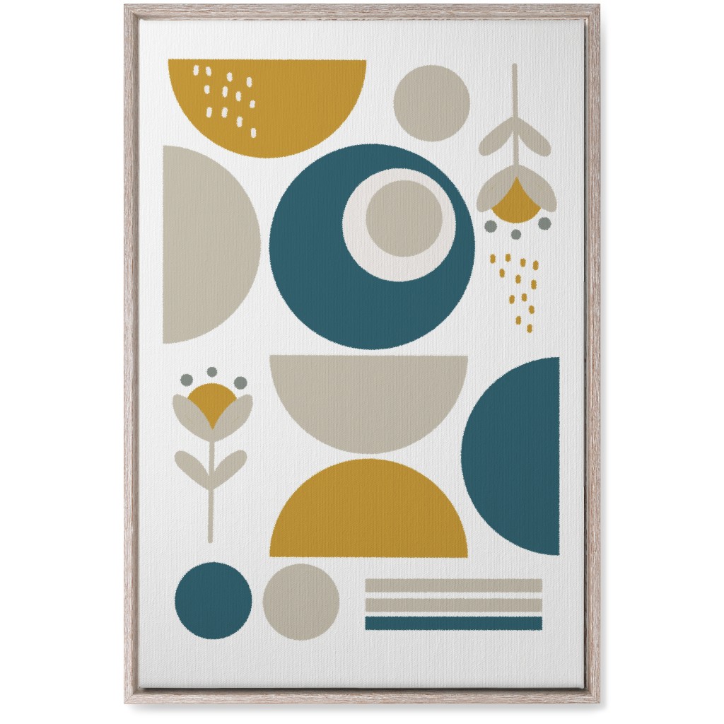 Abstract Floral - Yellow and Blue Wall Art, Rustic, Single piece, Canvas, 20x30, Multicolor