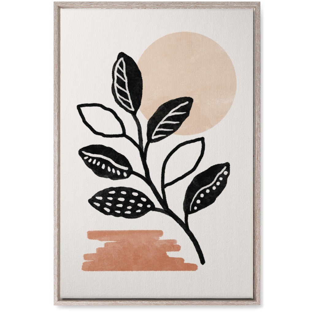 Leaves in the Moonlight Wall Art, Rustic, Single piece, Canvas, 20x30, Beige, Tan