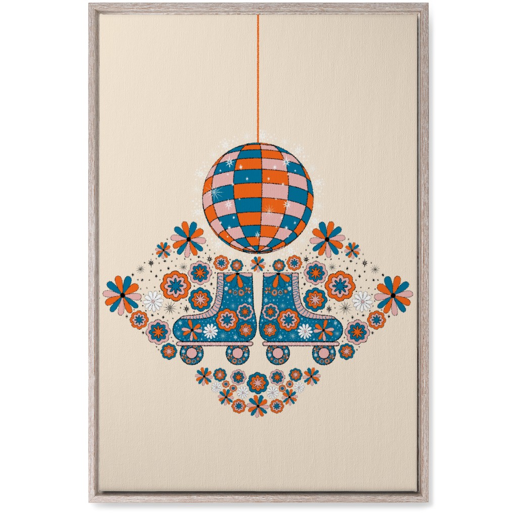 Retro 70s Roller Disco - Multi Wall Art, Rustic, Single piece, Canvas, 20x30, Multicolor