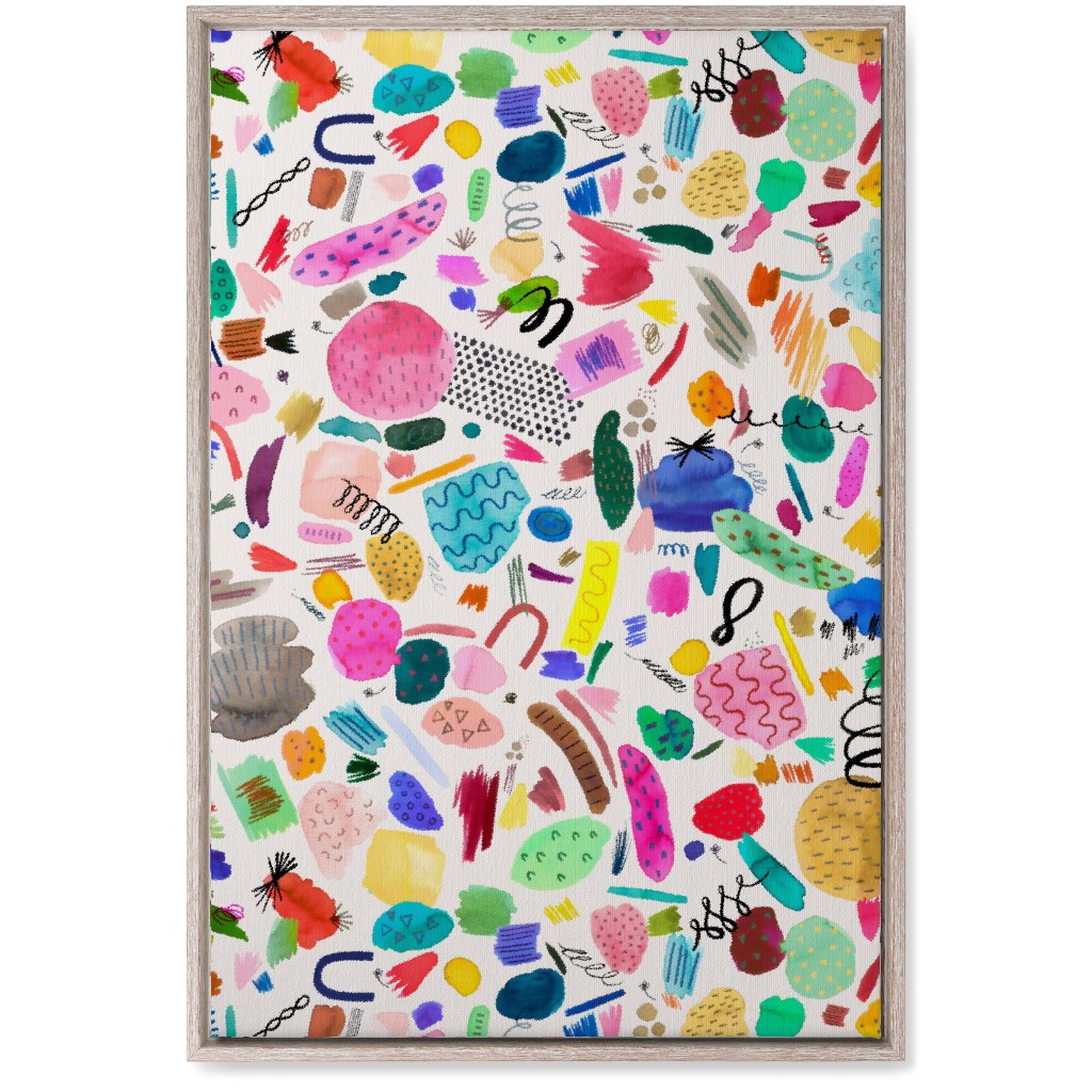 Abstract Marks and Scribbles - Multi Wall Art, Rustic, Single piece, Canvas, 20x30, Multicolor