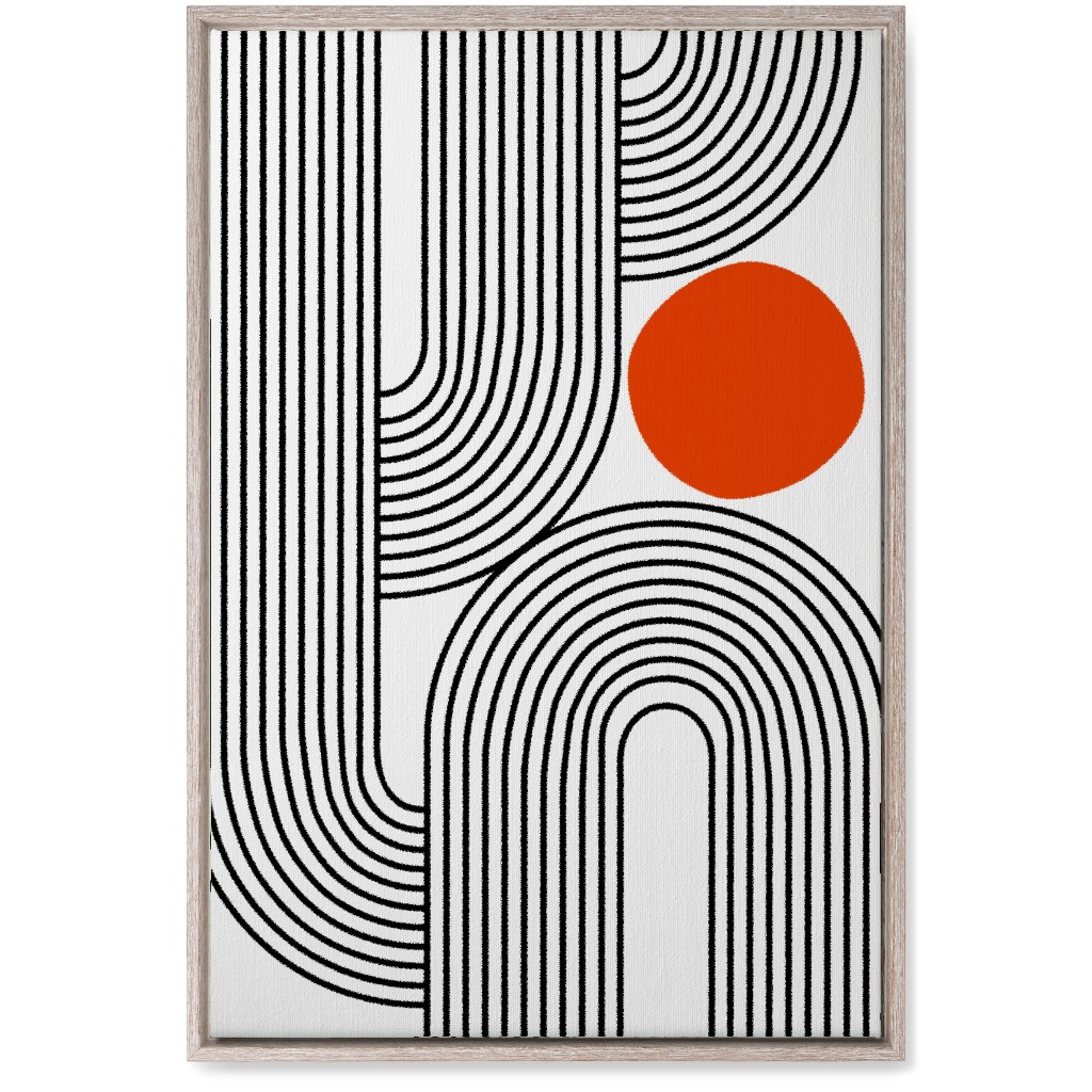 Rising Sun Minimal Geometric Lines Wall Art, Rustic, Single piece, Canvas, 20x30, Red